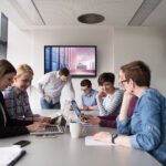 meeting room with interactive display